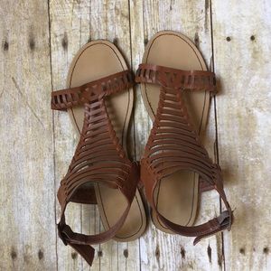 Bamboo Cognac Flat Sandal